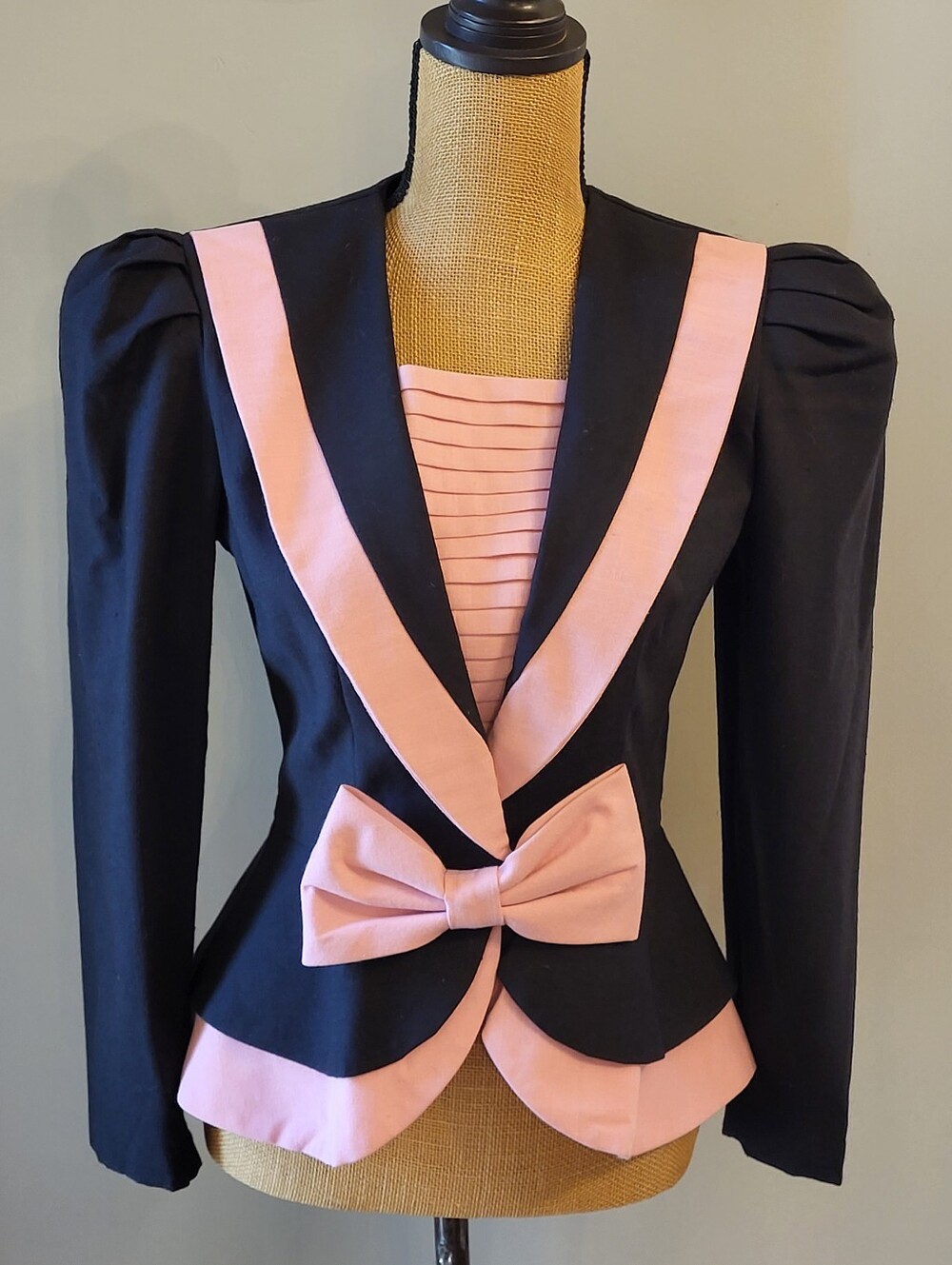 Etoile Collection Vintage 80s Black/Pink Colorblock Jacket Size 4 - Picture 5 of 10